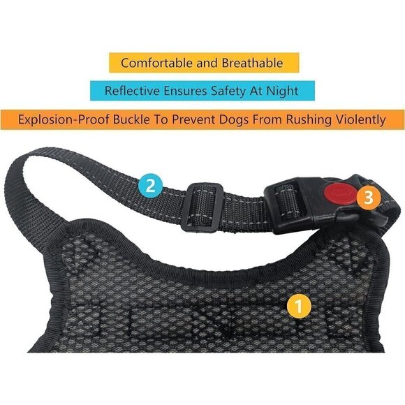 Easy Walk Dog Harness, Breathable, No Pull Adjustable Harness, Fluorescent Strip - Picture 3 of 8